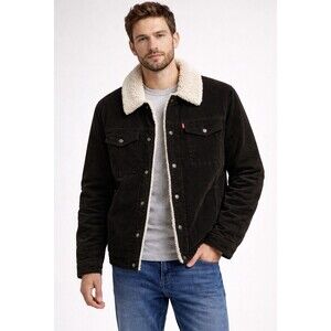 Levis  Sherpa Jacket Mens L Corduroy Trucker Olive Retro USA Premium